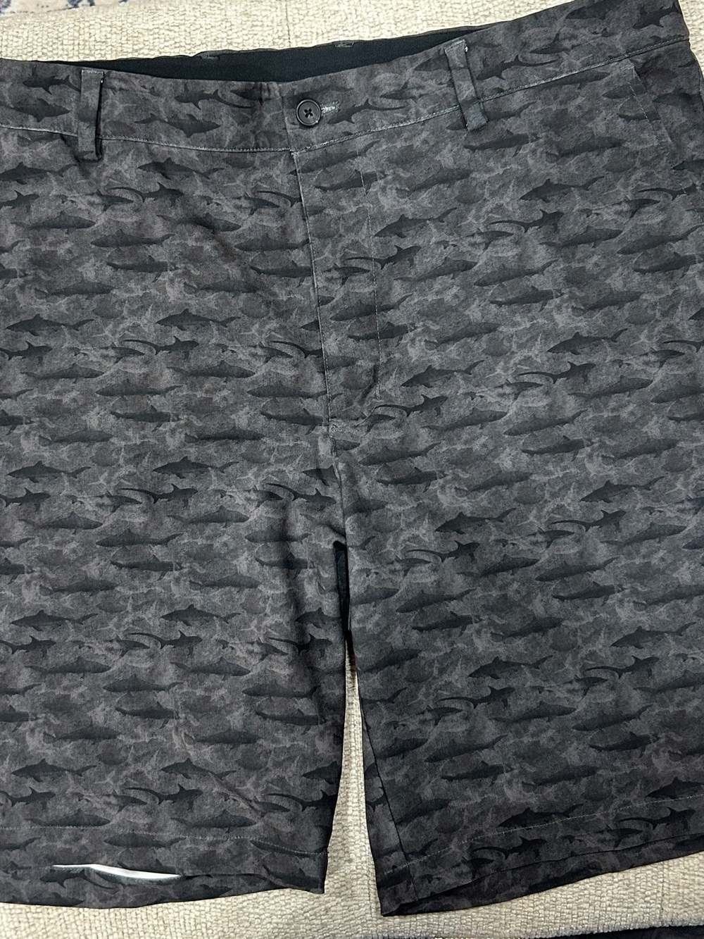 Greg Norman Collection Charcoal Shark-Print Chinos